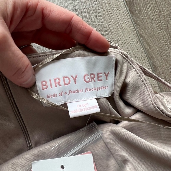 Birdy Grey Ash Crepe Bridesmaid Dress in Taupe Size Large - Picture 6 of 12